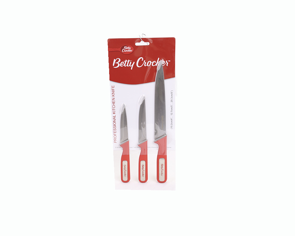 CUCHILLO SE COCINA DE ACERO INOXIDABLE MANGO TPR   BC003-AC20118*36C 3PCS